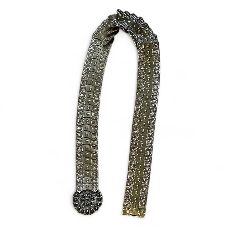 Unbranded Brown Armor stretchy elastic style belt with black gemstone buckle